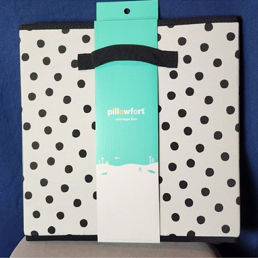 Pillowfort 13" Fabric‎ Polka Dot Storage Cube Bin, Black/White
